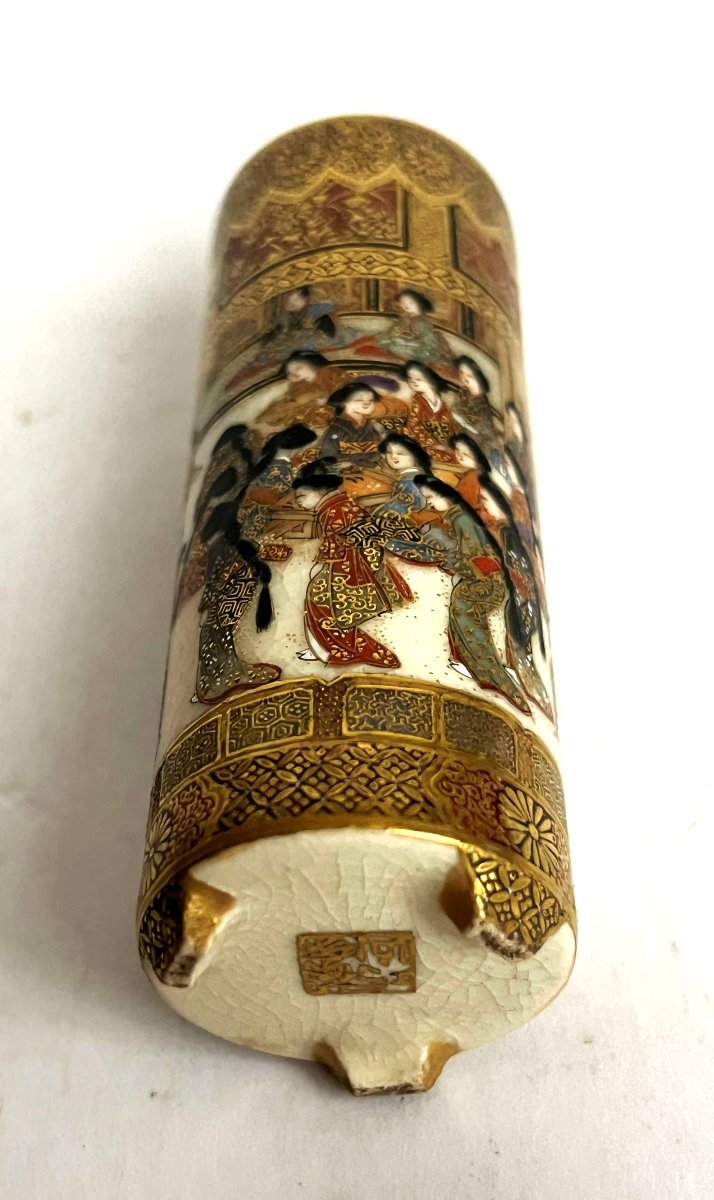 Japan, Satsuma Kilns, Meiji-period Miniature Vase, 8.7 Cm, Signed.-photo-6