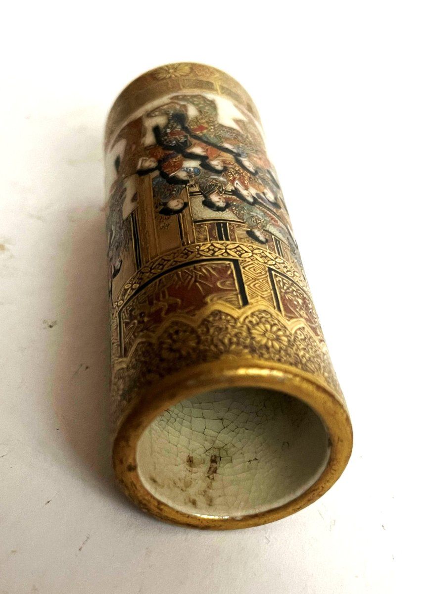 Japan, Satsuma Kilns, Meiji-period Miniature Vase, 8.7 Cm, Signed.-photo-8