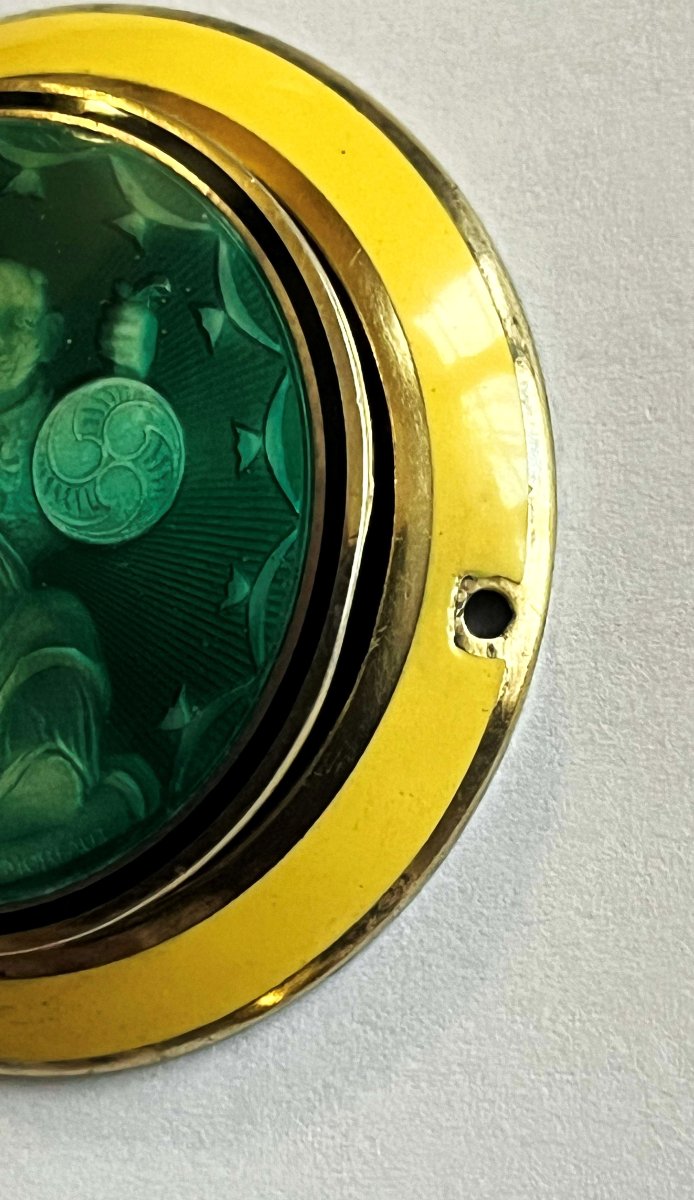 Silver Enamel Pill Box With A "magot" Design, Art Deco Period-photo-4