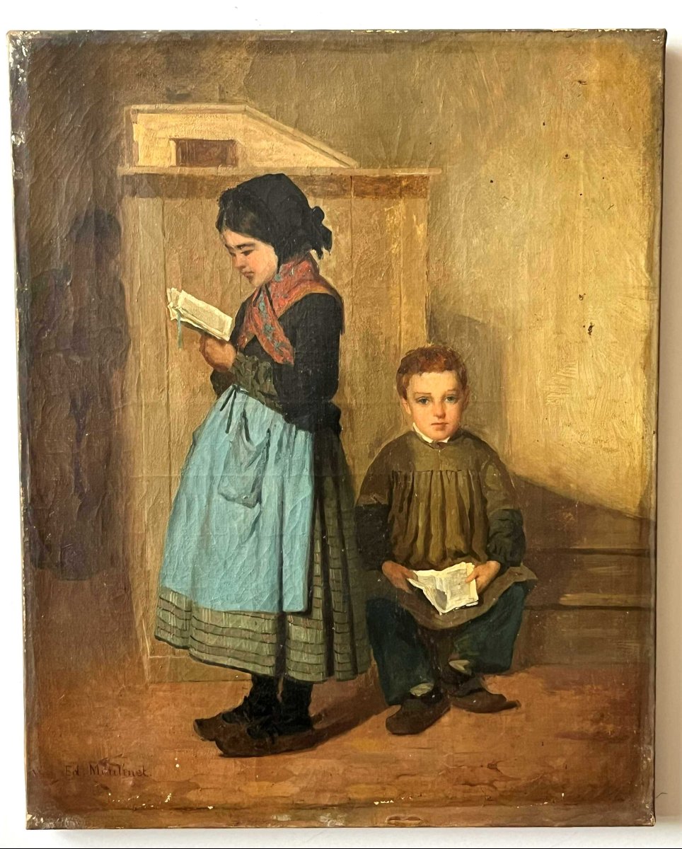 Edouard Joseph Moulinet 1833–1891, "the Schoolchildren" Hst-photo-4