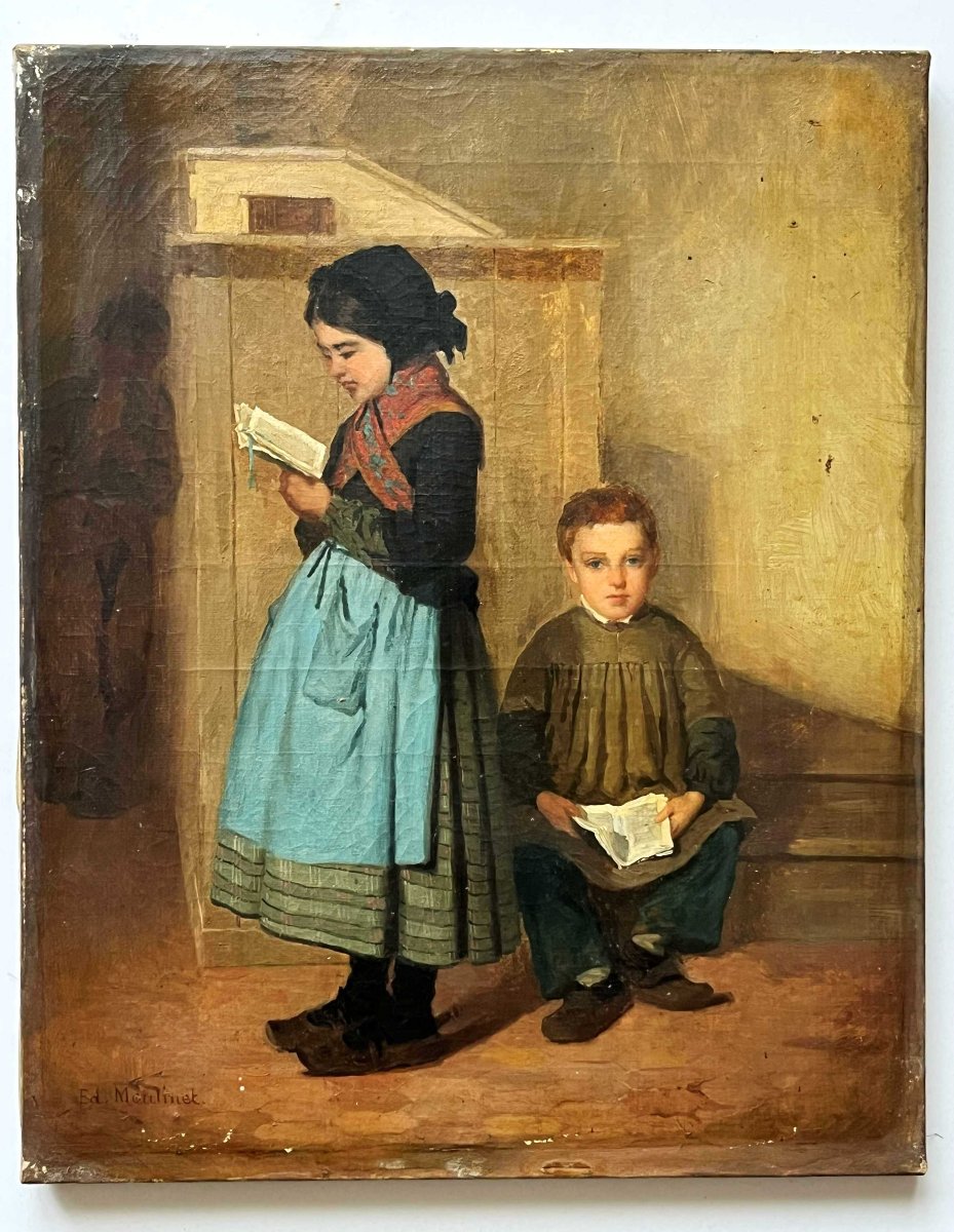 Edouard Joseph Moulinet 1833–1891, "the Schoolchildren" Hst