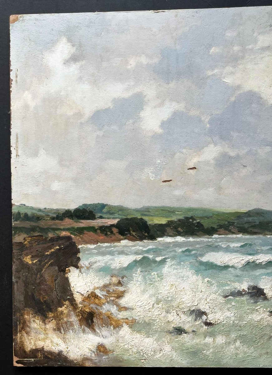 Martinique, rade de Sainte Marie, signé Bailly, huile sur panneau d'acajou-photo-3