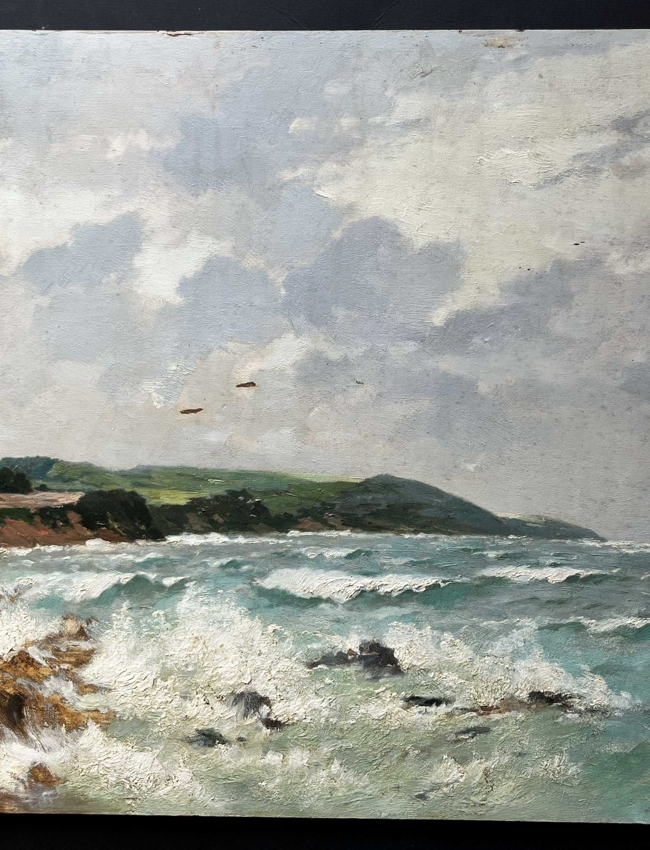 Martinique, rade de Sainte Marie, signé Bailly, huile sur panneau d'acajou-photo-4