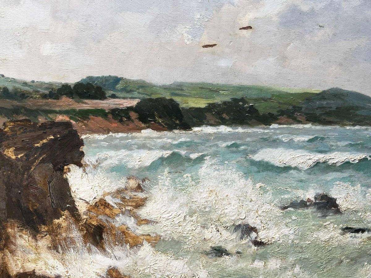 Martinique, rade de Sainte Marie, signé Bailly, huile sur panneau d'acajou-photo-2