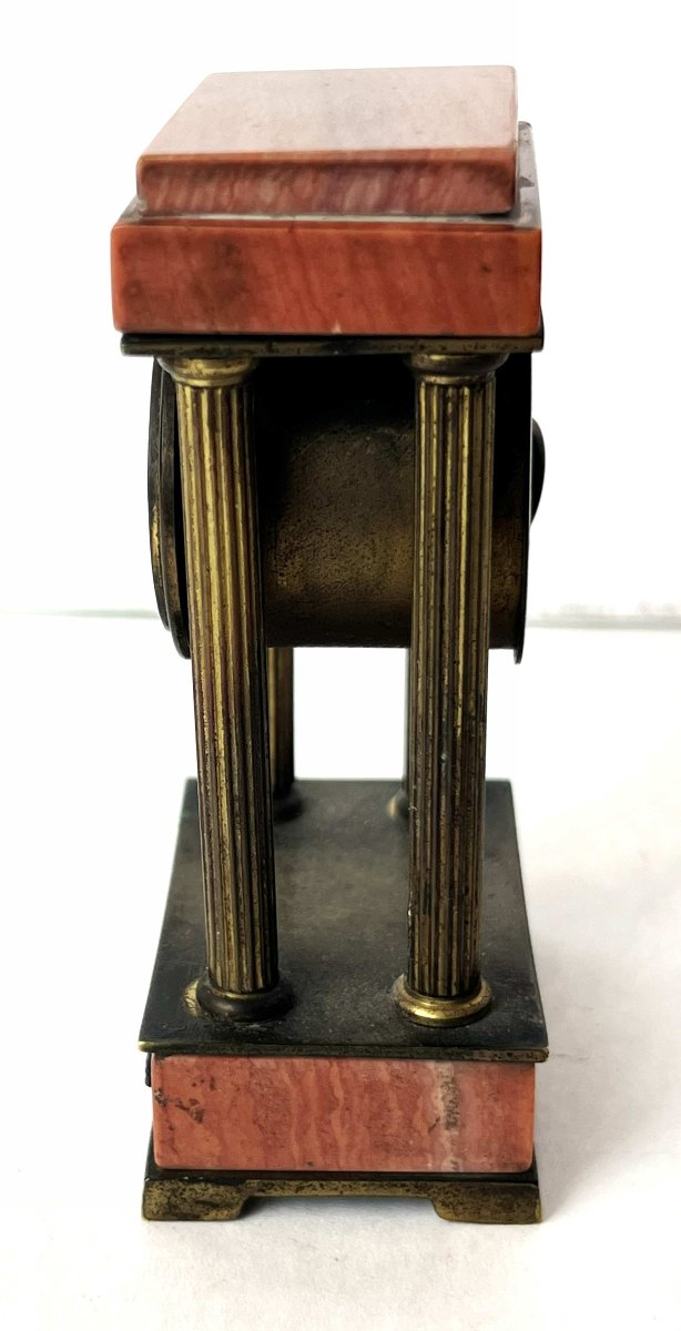 8.4-cm Empire-style Miniature Clock, Marble And Bronze, 19th Century-photo-2