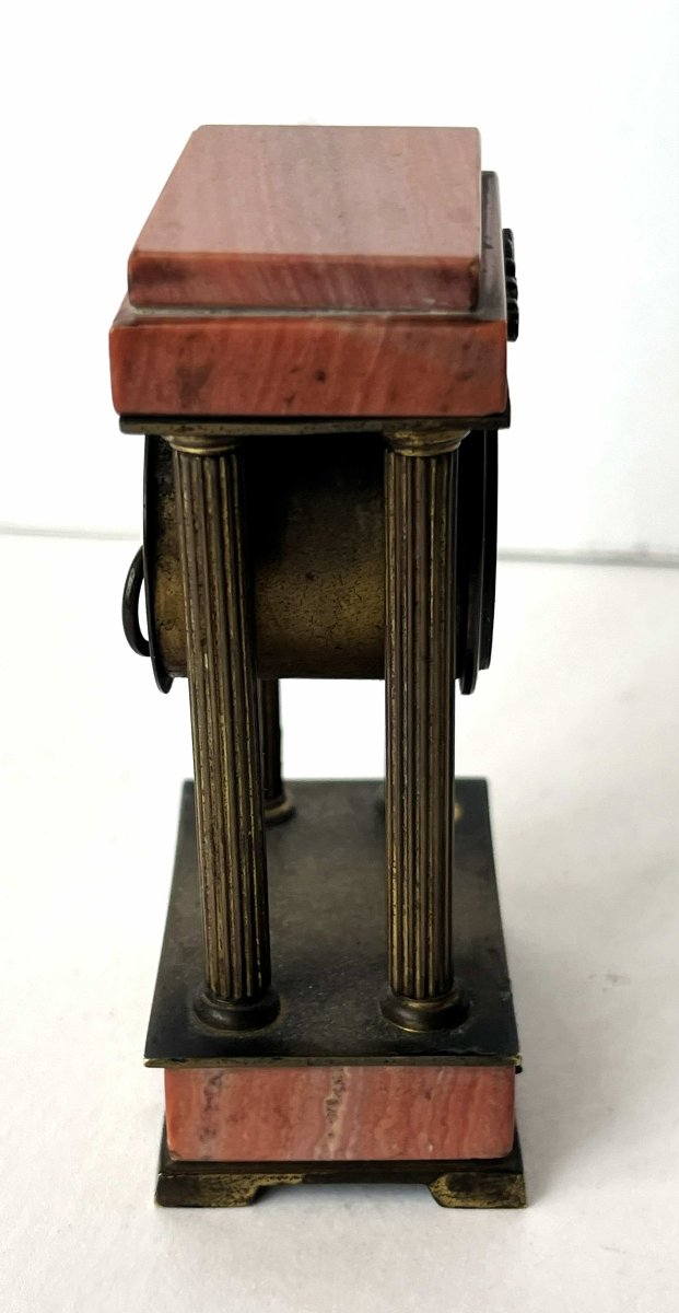 8.4-cm Empire-style Miniature Clock, Marble And Bronze, 19th Century-photo-4