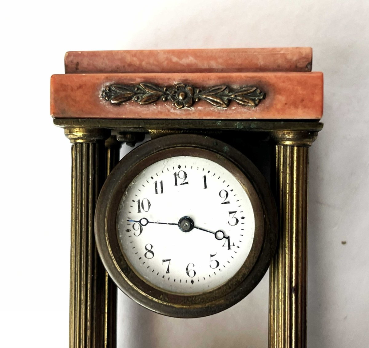 8.4-cm Empire-style Miniature Clock, Marble And Bronze, 19th Century-photo-1