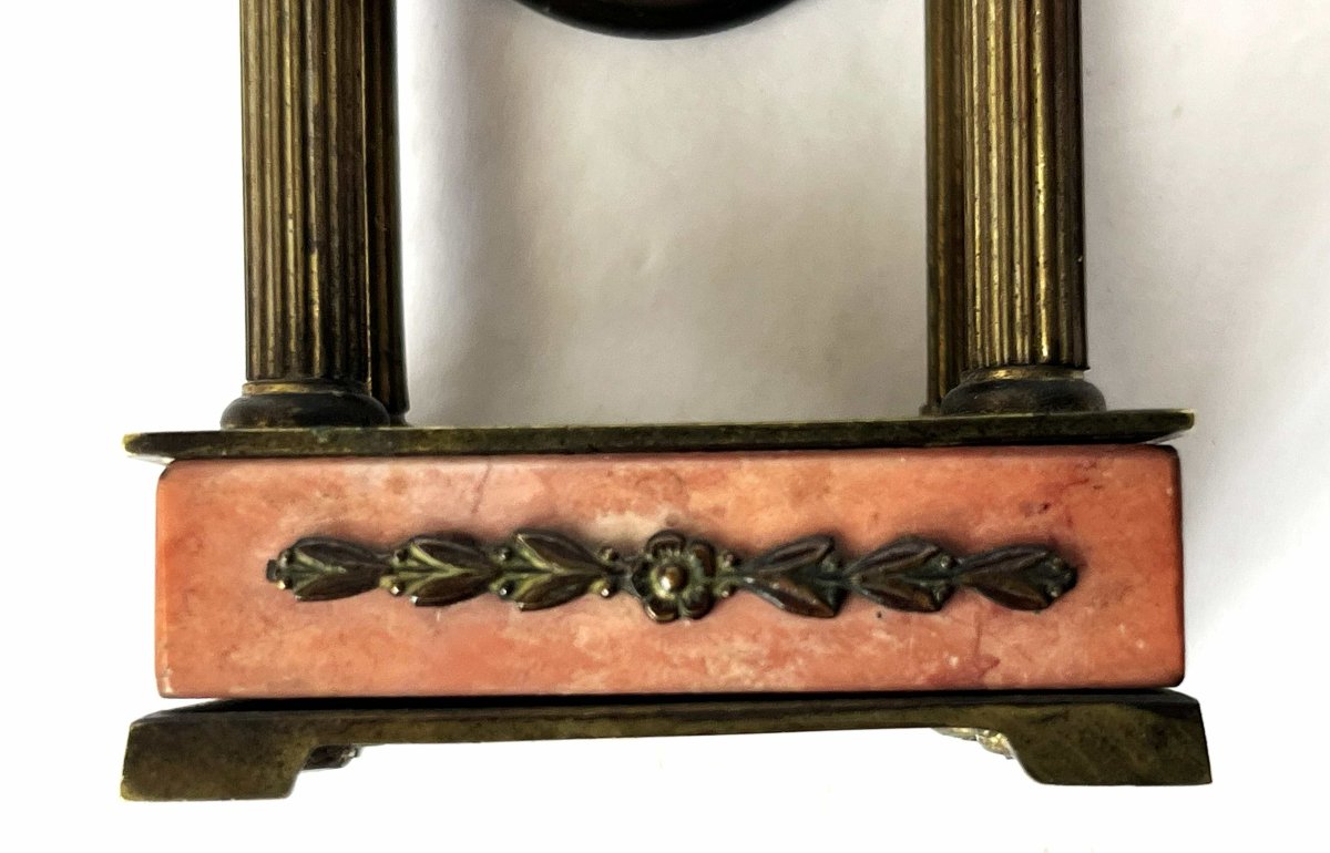 8.4-cm Empire-style Miniature Clock, Marble And Bronze, 19th Century-photo-2
