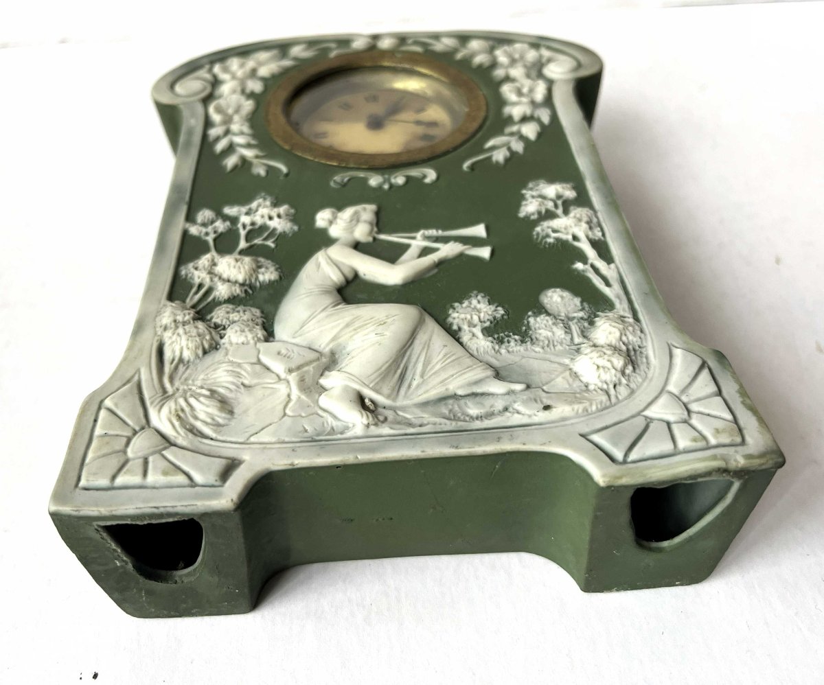 Wedgwood pendule Art Nouveau à décor de musicienne-photo-4