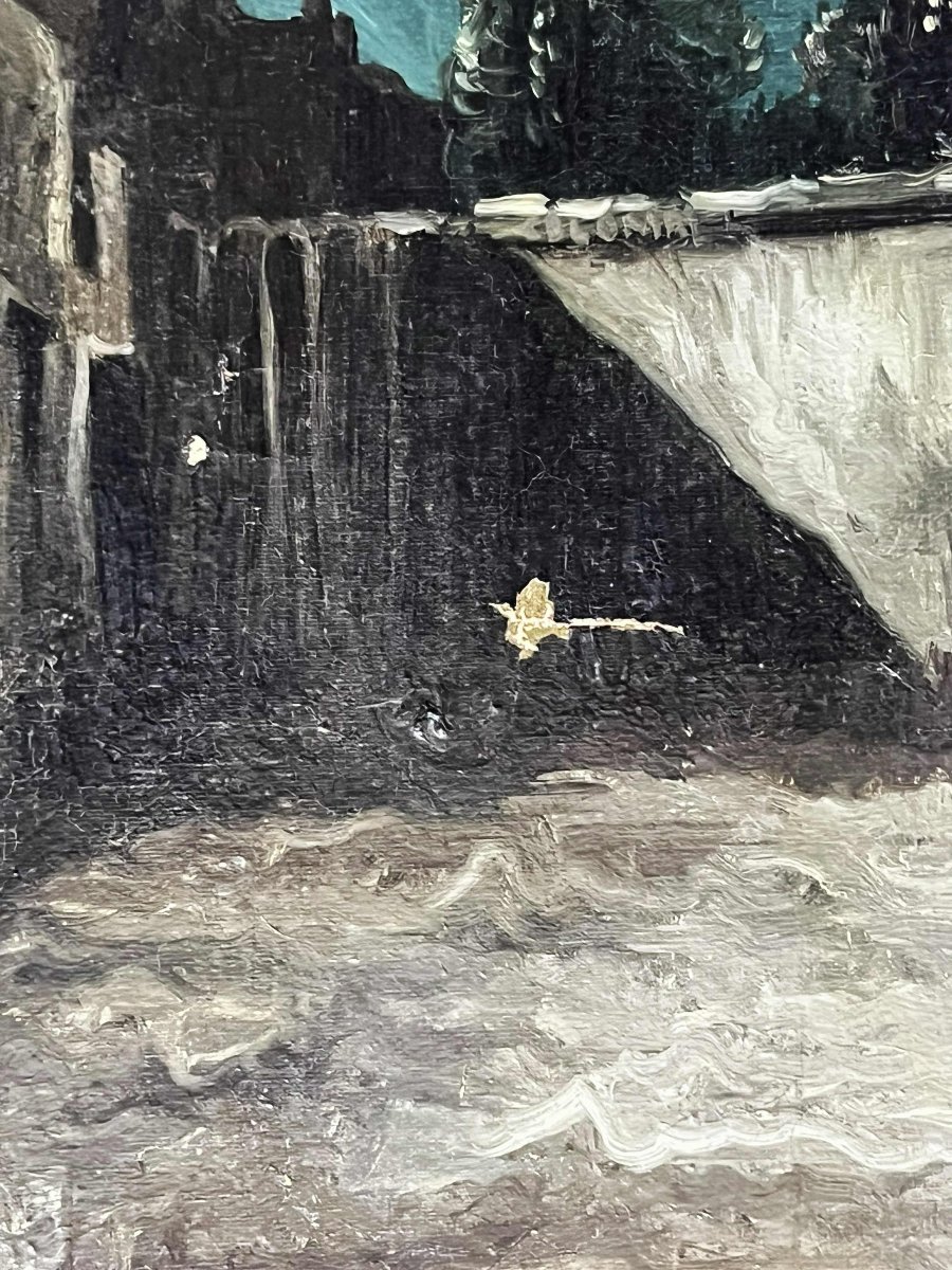 "La Maison Hantée", école de Paris  début 20ème, huile sur toile.-photo-4