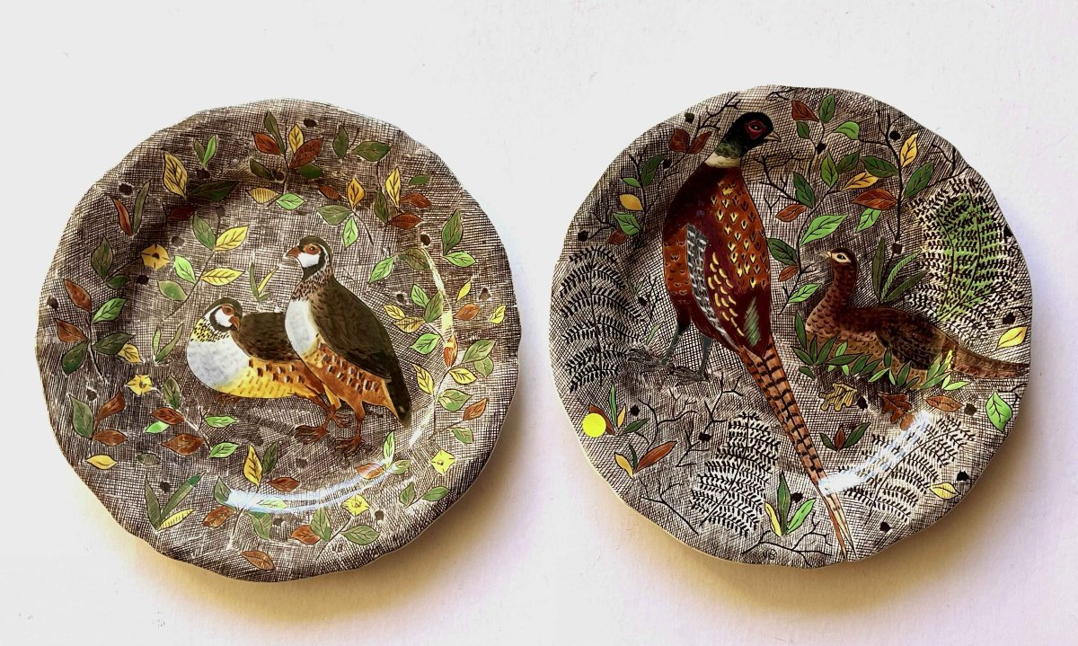 Gien, Rambouillet Line, Partridge Plate And Pheasant Plate.