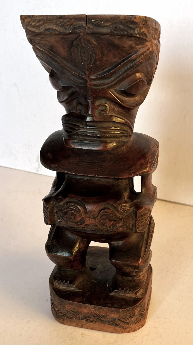 Tiki ancien en bois,  art premier, Polynésie-photo-3