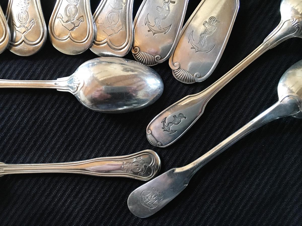 Set Of Cutlery Of The Navy Silver Metal-photo-3