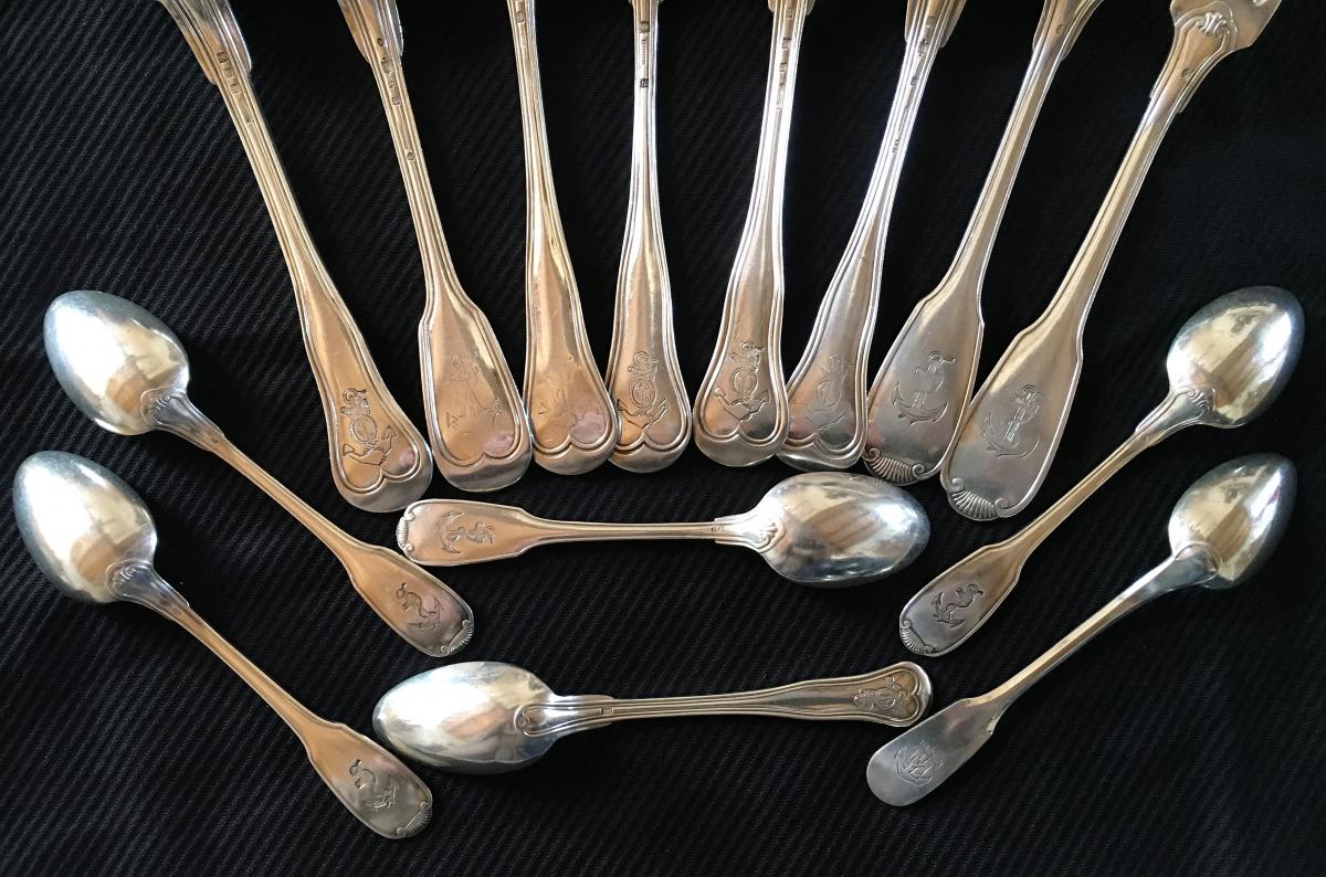 Set Of Cutlery Of The Navy Silver Metal-photo-3