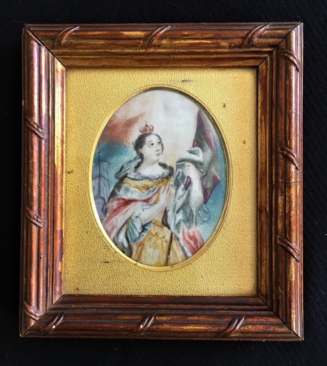 Catherine I De Russie, Paire De Miniatures, Gouaches Sur Vélin Du XVIIIème-photo-2