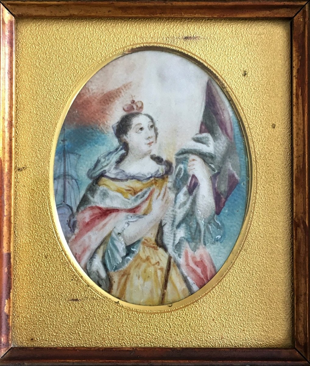 Catherine I De Russie, Paire De Miniatures, Gouaches Sur Vélin Du XVIIIème-photo-1