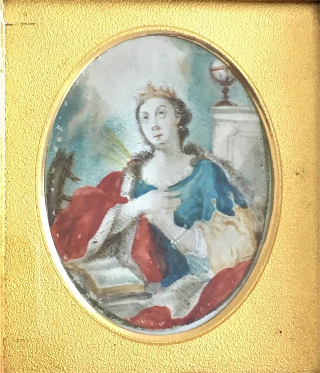 Catherine I De Russie, Paire De Miniatures, Gouaches Sur Vélin Du XVIIIème-photo-2