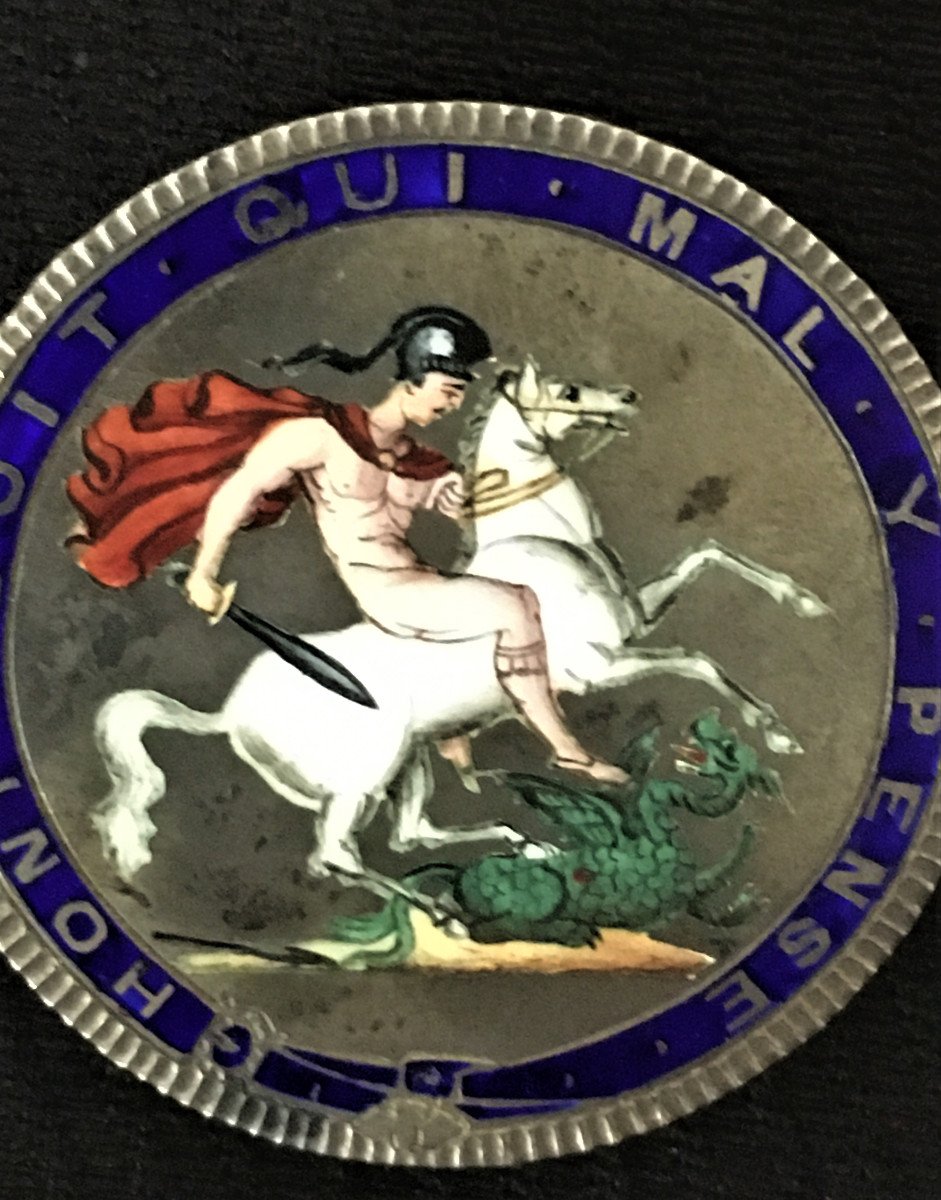 Enamelled Silver Brooch In A Piece From 1820 Georges III Of England-photo-3