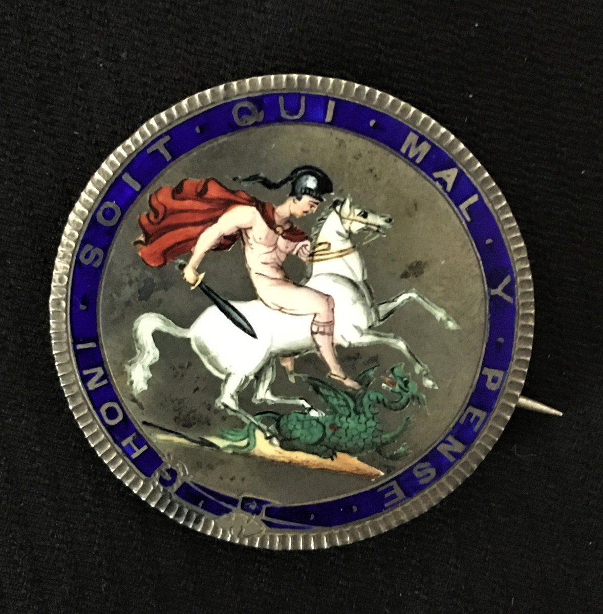 Enamelled Silver Brooch In A Piece From 1820 Georges III Of England-photo-4