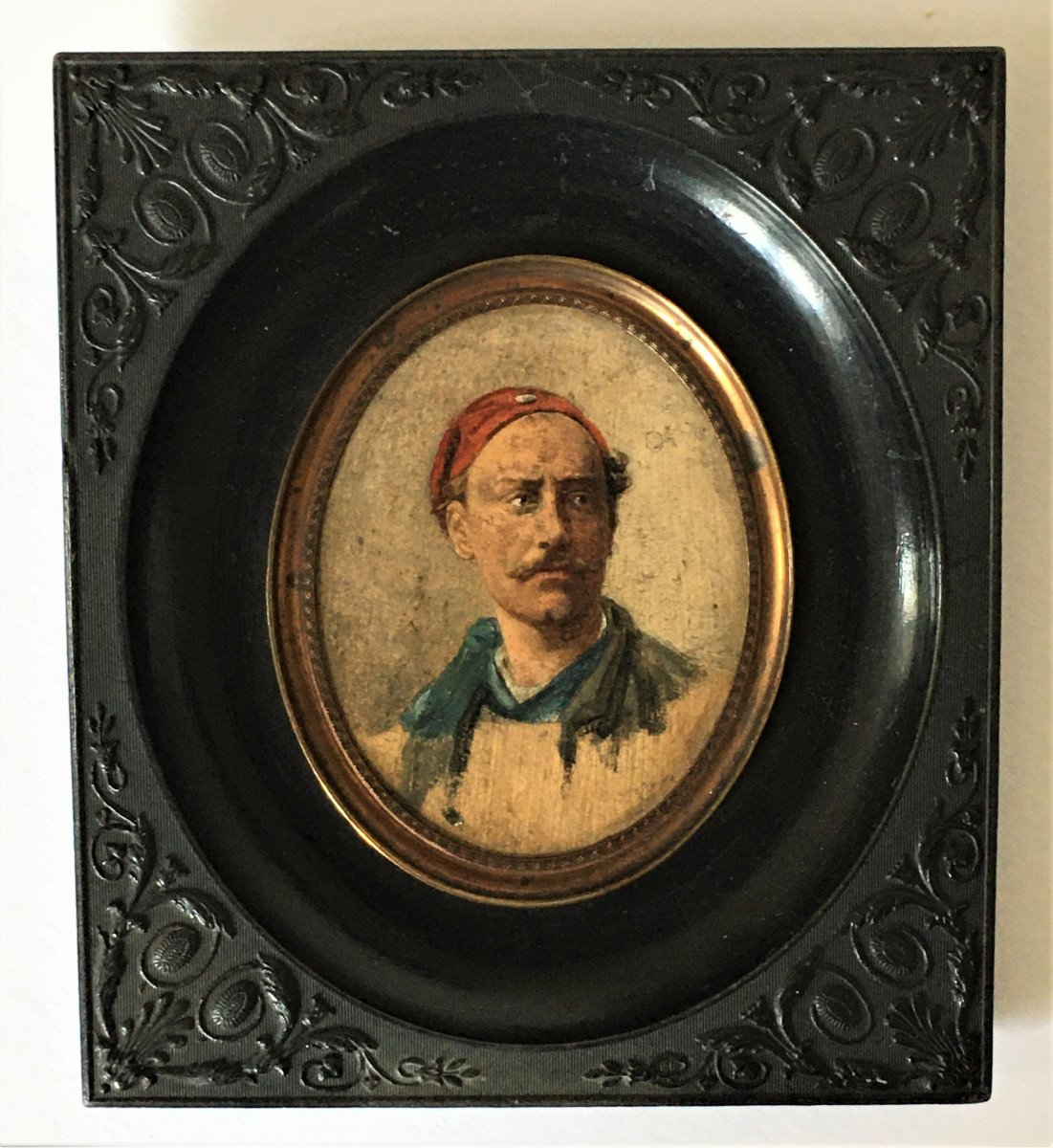 Miniature Portrait Att à Brunel De Neuville Huile Sur Papier-photo-2