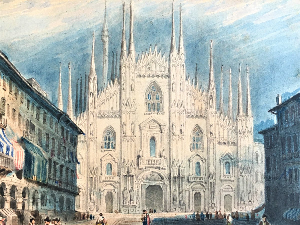 Milan Cathedral Watercolor From The 19th-photo-1