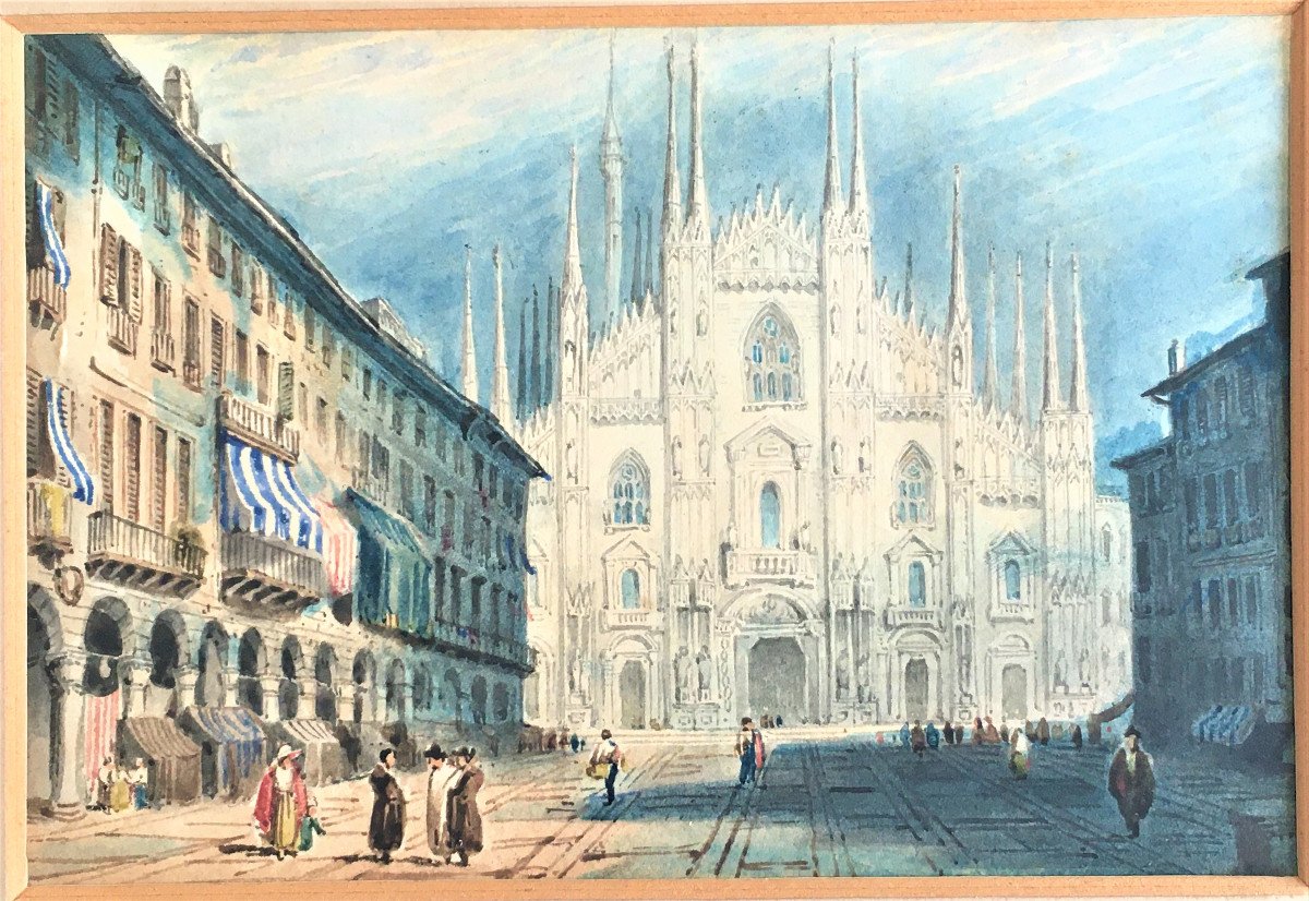 Milan Cathedral Watercolor From The 19th