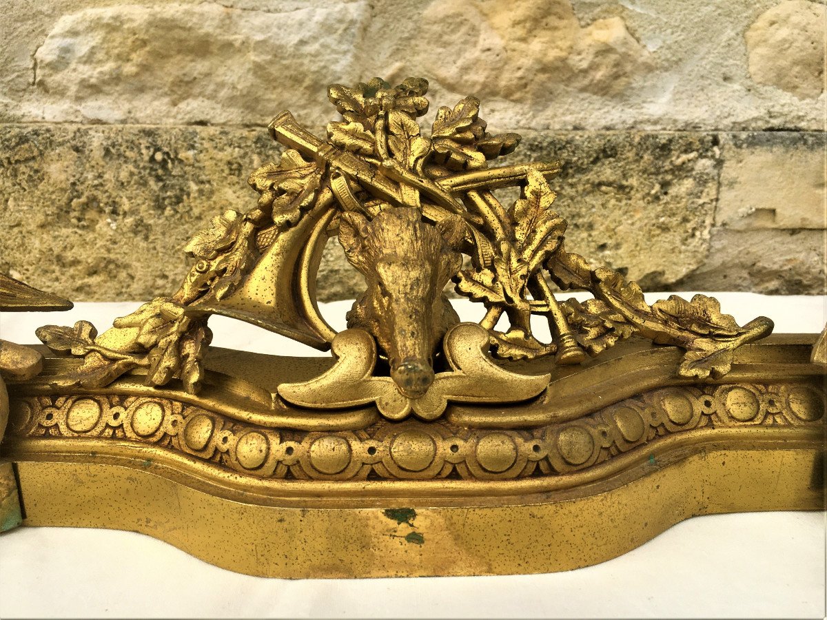 Front Of Fire With Vènery Decor In Gilt Bronze From The 19th-photo-1
