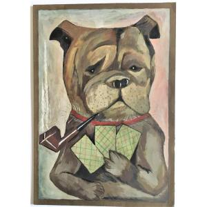 Le Chien Joueur, Gouache Sur Carton 