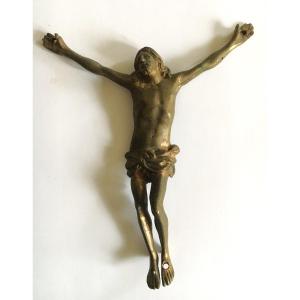 Christ In Bronze From The 17th Century, Traces Of Gilding.