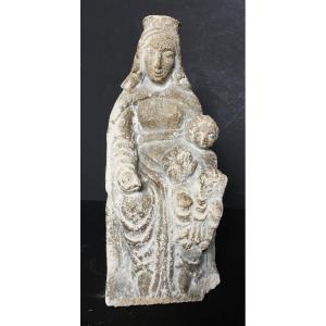 Haute Epoque, Virgin And Child From The 16th Century In Limestone Stone