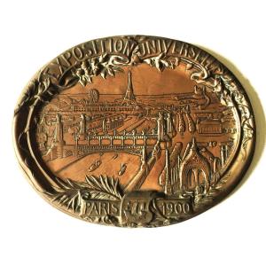 Universal Exhibition Paris 1900, Art Nouveau Embossed Copper Plate