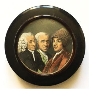 Boite Avec Miniature, Voltaire, Rousseau, Benjamin Franklin, Fin 18ème 