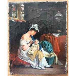 Le repas de Bébé, tableau vers 1825, école romantique
