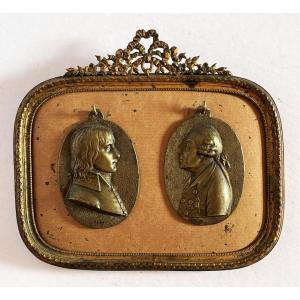 Napoleon Bonaparte And Talleyrand, 2 Bronze Medallions From The 19th Century, Historical Souvenir