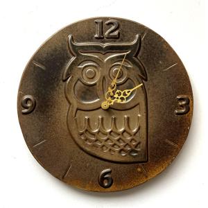 La Borne, "owl" Stoneware Clock, Signed