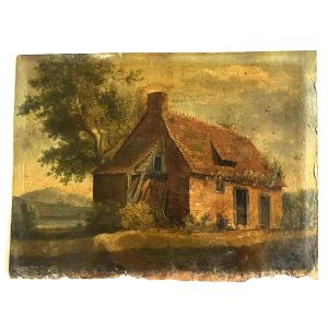 Oil On Paper Dated 1808 And Monogrammed "la Chaumière"