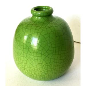 Georges Jaéglé né en 1893, vase art déco en céramique craquelée daté 1935