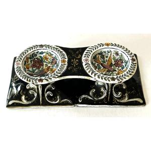 19th Century Double Enamelled Copper Saleron With Crown.