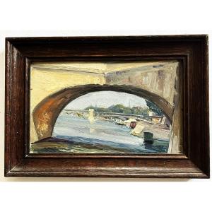 Paris Bords De Seine En 1934 By Auguste Bernard, Oil On Panel.