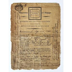 French Revolution, 1793 Laissez Passer, Mayenne, Château-gontier, Ruillé