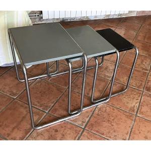 Marcel Breuer édition Thonet, trois tables gigognes des années 1930, Bauhaus