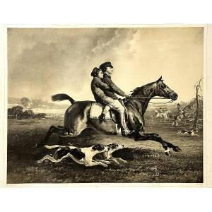 Alfred De Dreux, Large Sepia Lithograph From Goupil, 1860, "the Early Days Of A Jockey"