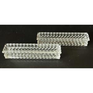 Baccarat, Two Main Table Pieces From The “bambou Tors” Collection, Signed