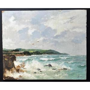 Martinique, rade de Sainte Marie, signé Bailly, huile sur panneau d'acajou