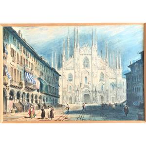Milan Cathedral Watercolor From The 19th