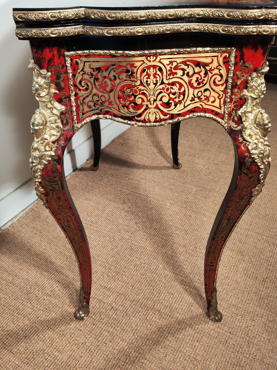Table à Jeux En Marqueterie Boulle d'époque Napoleon III-photo-4