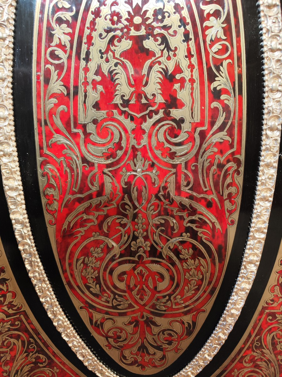 Pair Of Sideboards With Two Curved Doors In Boulle Marquetry-photo-2