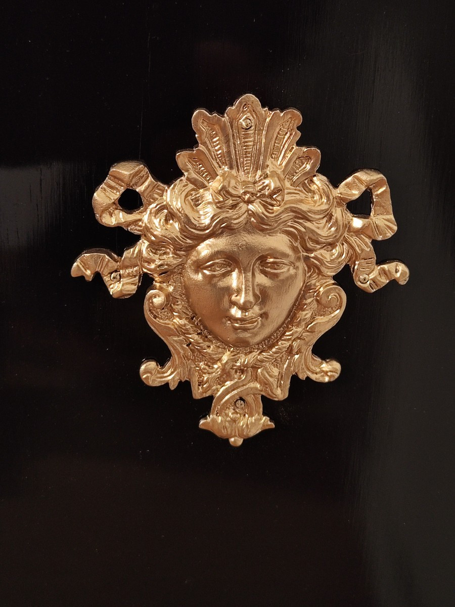 Meuble d'appui en marqueterie boulle deux portes d'époque Napoleon III-photo-4