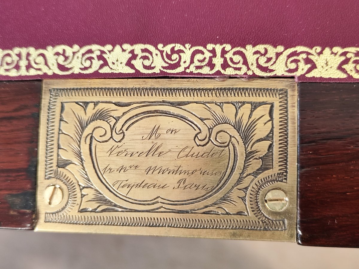 Napoleon III Period Brass Marquetry Secretary Signed Vervelle-photo-6
