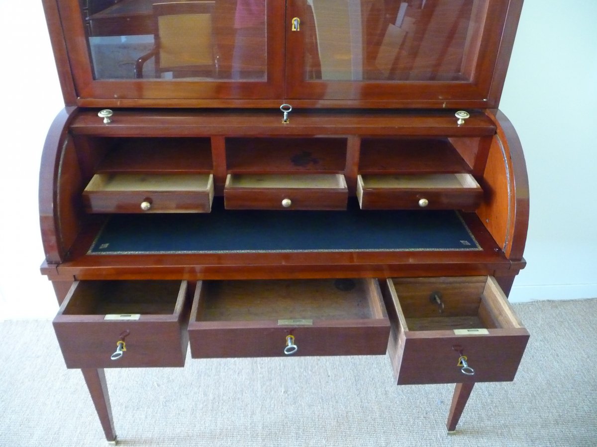 Bureau Cylindre En Acajou d'époque Louis XVI-photo-4